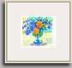 BLUE SCILLA AND ORANGE PANSIES 2007 acrylic/paper 7.75" x 8"